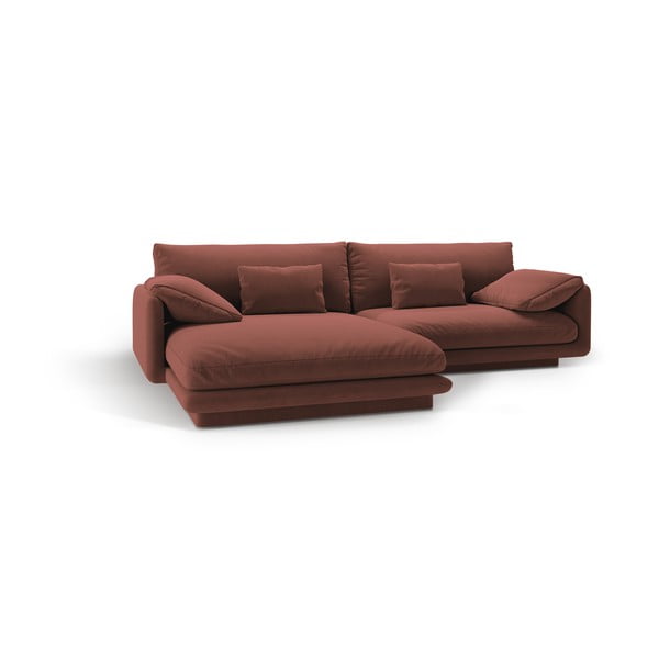 Růžová sametová rohová pohovka (levý roh/s lenoškou) Torino – Micadoni -image-2