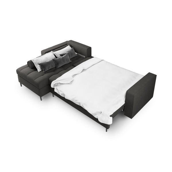 Tmavě šedá rozkládací rohová pohovka Milo Casa Santo, levý roh-image-4