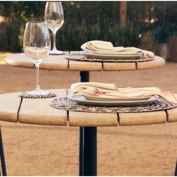 Kulatý konferenční stolek s deskou z akácie v černo-přírodní barvě ø 43 cm Saura – Kave Home-image-1