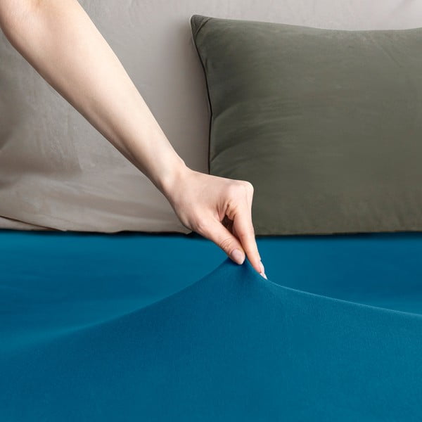 Napínací prostěradlo jersey v petrolejové barvě 180x200 cm Amber – Restilo-image-1