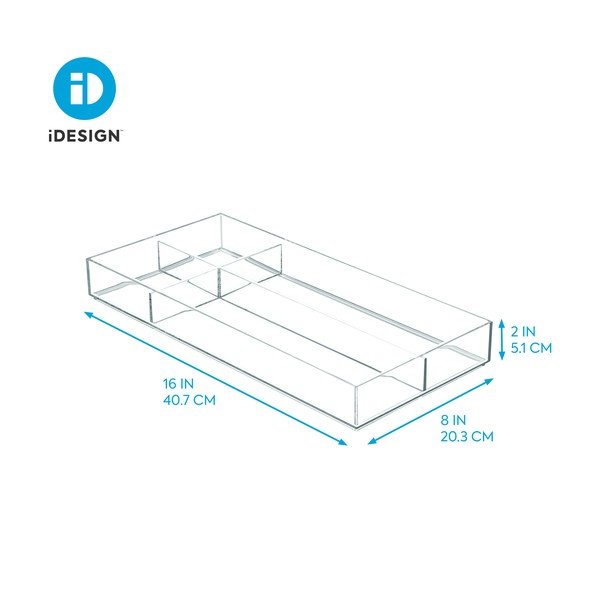 Průhledný stohovatelný organizér s přihrádkami iDesign Clarity, 40,6 x 20,3 cm-image-1