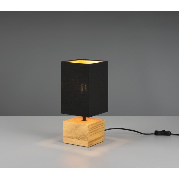 Stolní lampa s textilním stínidlem v černo-přírodní barvě (výška 30 cm) Woody – Reality-image-1