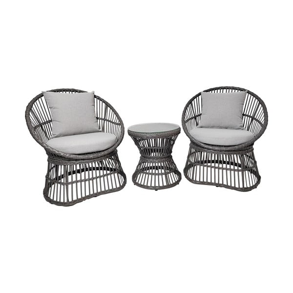 Šedý zahradní lounge set z umělého ratanu pro 2 Natal – House Nordic