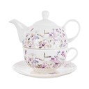 Bílá/fialová porcelánová čajová souprava Louka – Orion