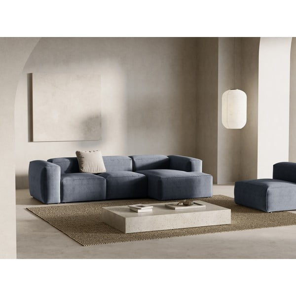 Šedomodrá manšestrová rohová pohovka (pravý roh/s lenoškou) Bergamo – Cosmopolitan Design-image-1