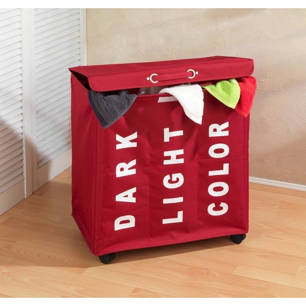 Červený trojitý koš na prádlo Wenko Trivo, 117,6 l-image-1