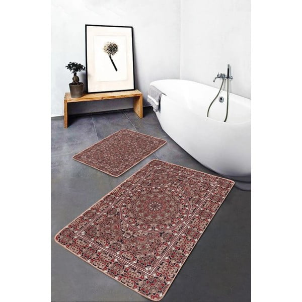 Hnědé sametové koupelnové předložky v sadě 2 ks 60x100 cm – Mila Home-image-2