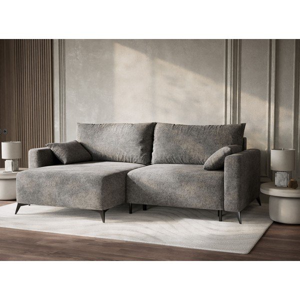 Šedá žinylková rozkládací/s úložným prostorem rohová pohovka (levý roh/s lenoškou) Leon – Maison de Rêve-image-4