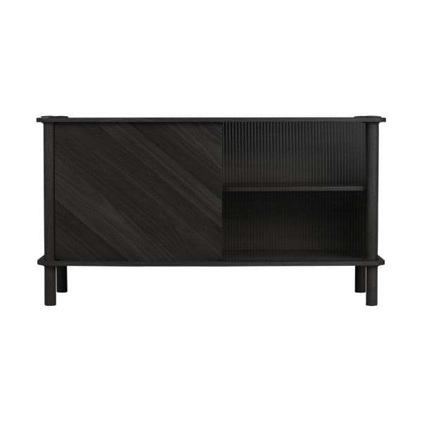 Černá vitrína z dubového dřeva s posuvnými dveřmi 135x73,5x48 cm Italic – UMAGE-image-1