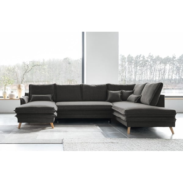 Tmavě šedá rozkládací rohová pohovka (pravý roh/do "U") Charming Charlie – Miuform-image-1