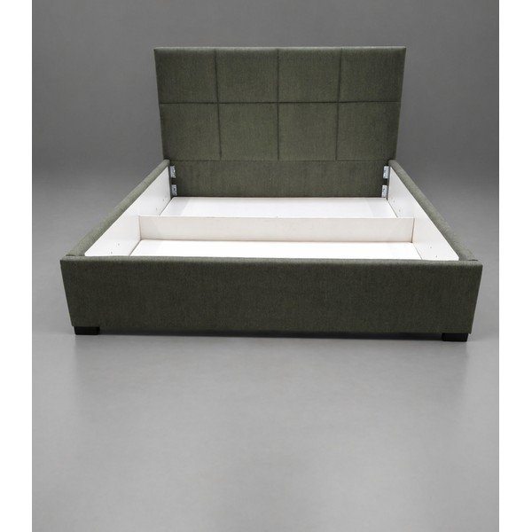 Zelená čalouněná dvoulůžková postel s úložným prostorem s roštem 160x200 cm Bufo - II. jakost – MESONICA-image-1