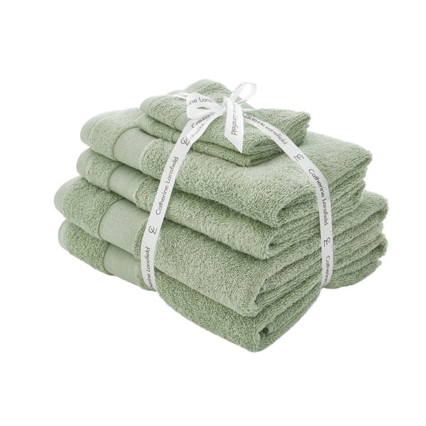 Zelené froté bavlněné ručníky a osušky v sadě 6 ks Anti-Bacterial – Catherine Lansfield