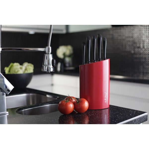 Červený stojan s pěti noži Vialli Design-image-3