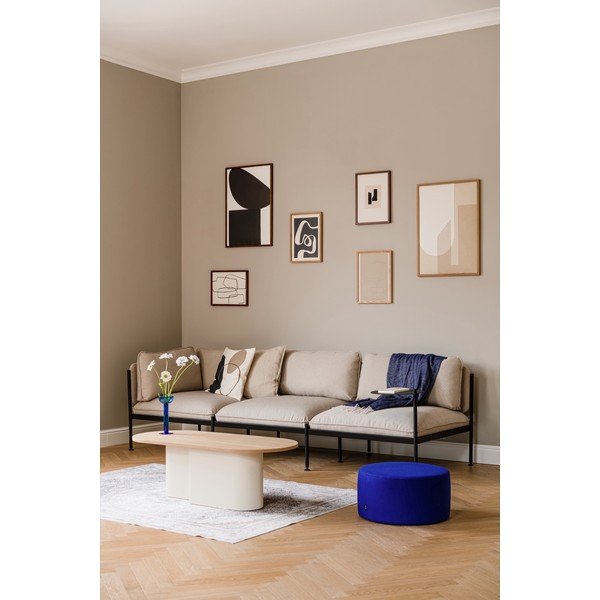 Béžový konferenční stolek s deskou v dubovém dekoru 50x115 cm Looi – noo.ma-image-4