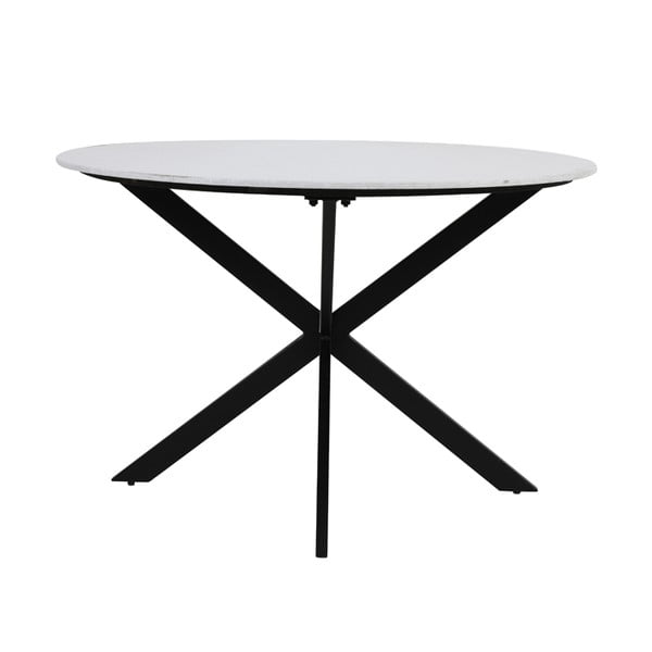 Černobílý kulatý jídelní stůl s deskou v dekoru mramoru ø 120 cm Tomochi – Light & Living