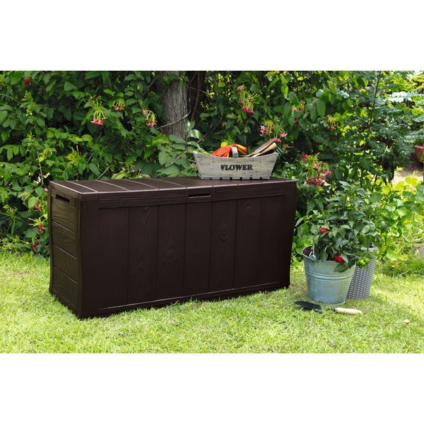 Tmavě hnědý plastový zahradní úložný box Sherwood – Keter-image-1