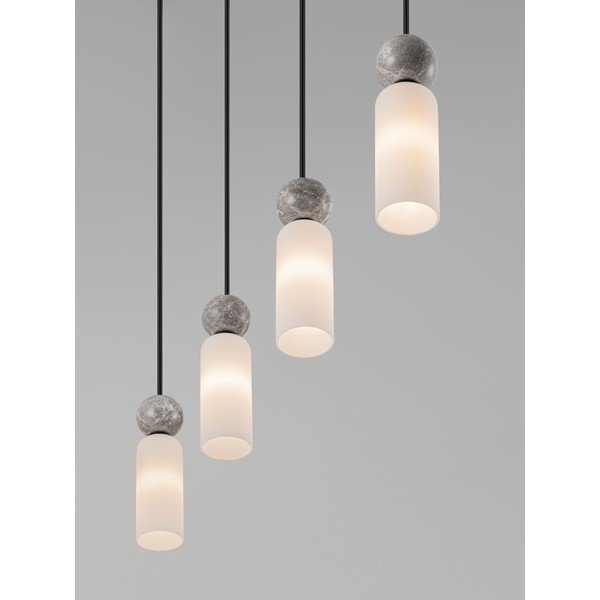 Matně černé kamenné závěsné svítidlo se skleněným stínidlem Filomena – Nova Luce-image-1