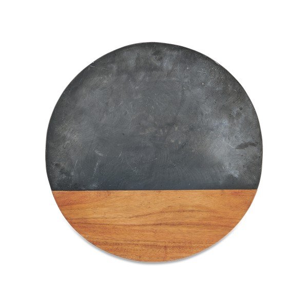 Krájecí kruhové prkénko z břidlice a akáiciového dřeva Nkuku Fala, ø 40 cm