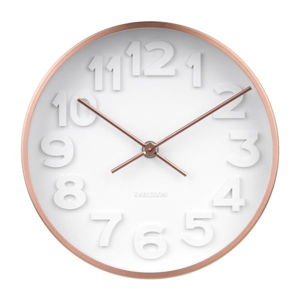 Nástěnné hodiny s detaily v měděné barvě Karlsson Stout, ⌀ 22 cm