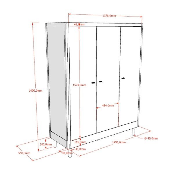 Bílá dětská šatní skříň z bukového dřeva 146x190x55 cm Forrest – Vipack-image-2