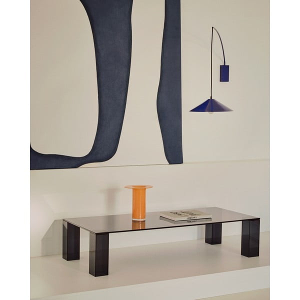 Tmavě šedý skleněný konferenční stolek 60x140 cm Adularia – Kave Home-image-1