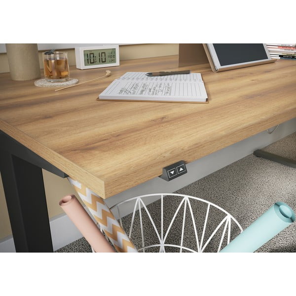 Pracovní stůl s elektricky nastavitelnou výškou s deskou v dubovém dekoru 80x180 cm Lissabon – Germania-image-3