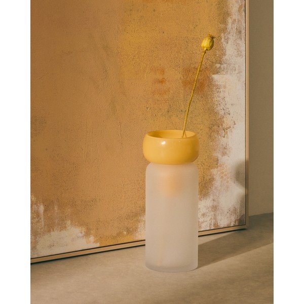 Žlutá skleněná váza (výška 30,5 cm) Kelse – Kave Home-image-1