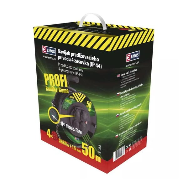 Černý prodlužovací kabel na bubnu se 4 zásuvkami 50 m – EMOS-image-1