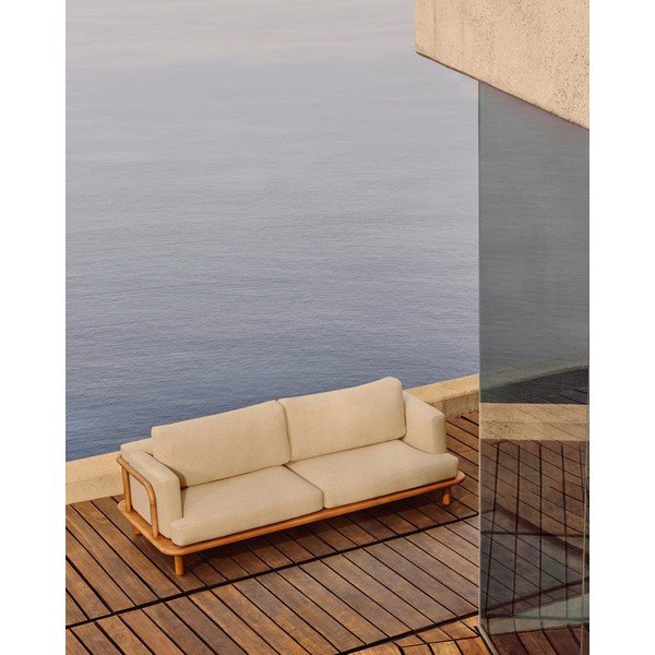 Zahradní pohovka z teakového dřeva v béžovo-přírodní barvě Turqueta – Kave Home-image-1