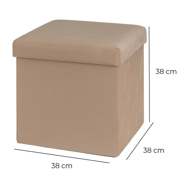 Světle hnědý sametový taburet Estela – Casa Selección-image-3