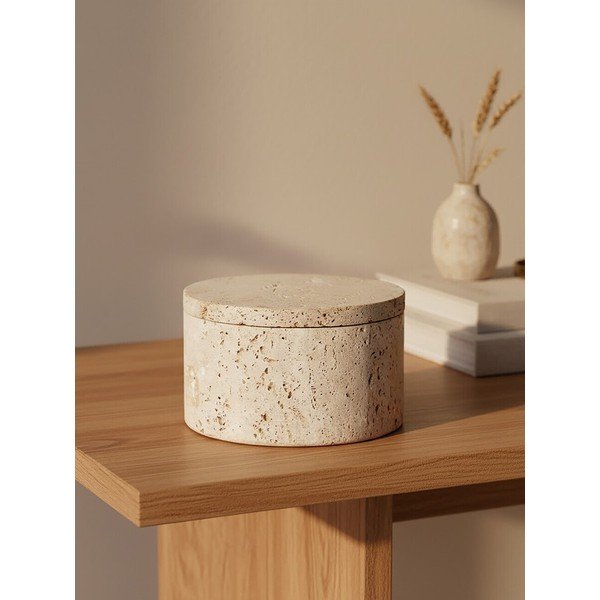 Dekorativní kamenný úložný box v přírodní barvě ø 14x8 cm Tibor – Premier Housewares-image-1