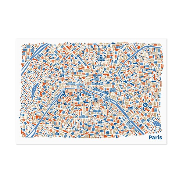Nástěnná mapa Paříž, 70x50 cm