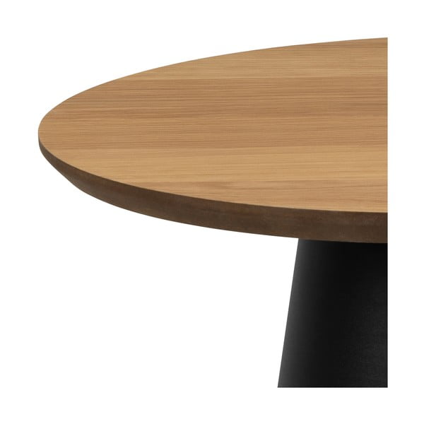 Černo-přírodní kulatý konferenční stolek s deskou v dubovém dekoru ø 45 cm Soli – Actona-image-4