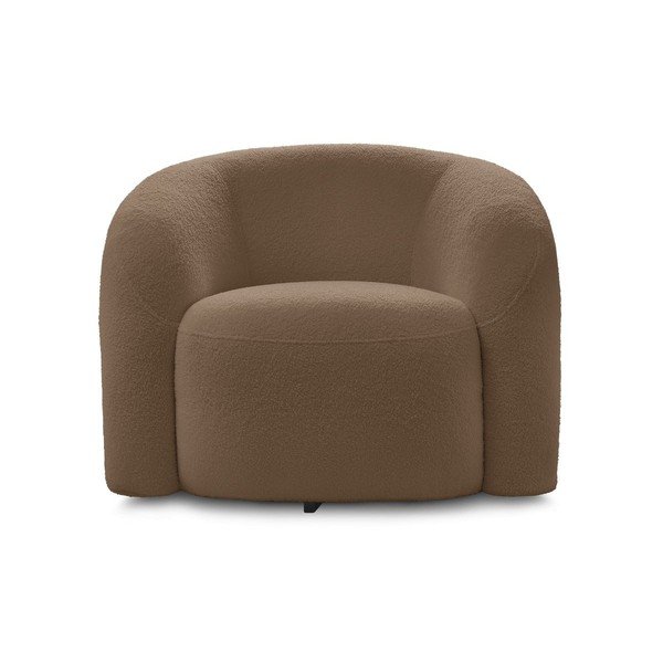 Hnědé otočné křeslo z textilie bouclé Elina – Bobochic Paris-image-3