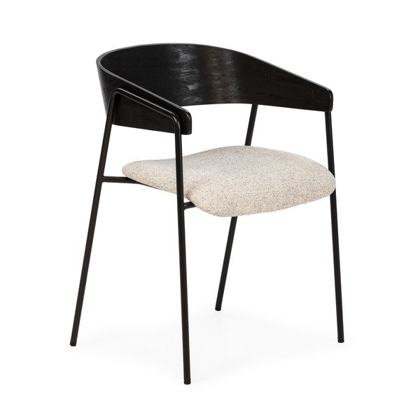 Černá/béžová čalouněná jídelní křesla v sadě 2 ks s područkami Cora – MOME