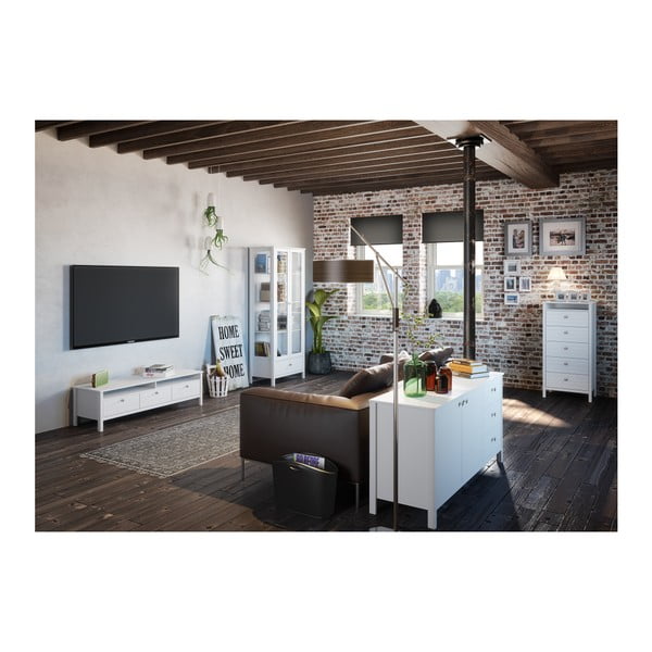 Bílá úzká komoda s 5 zásuvkami Steens New York, výška 120 cm-image-4