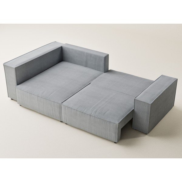 Šedá manšestrová rozkládací/s úložným prostorem rohová pohovka (levý roh/do L) Tonga – Maison de Rêve-image-3