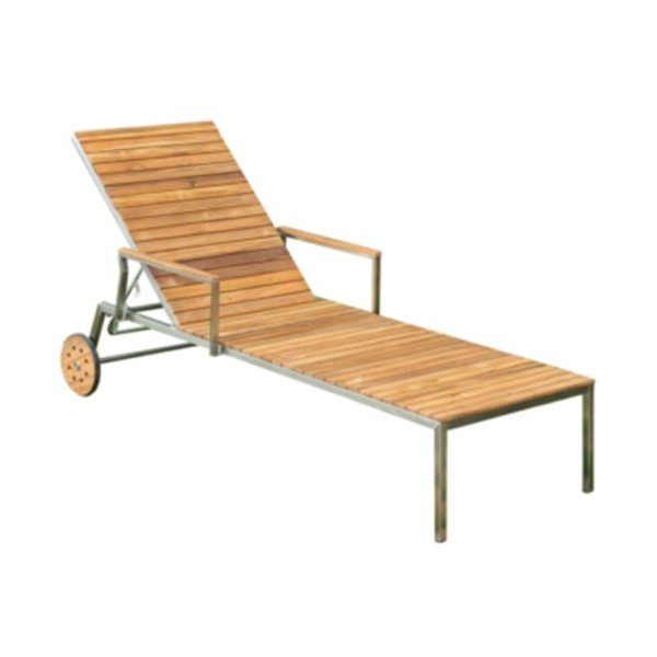 Hnědé kovové zahradní lehátko Denver – Garden Pleasure-image-1