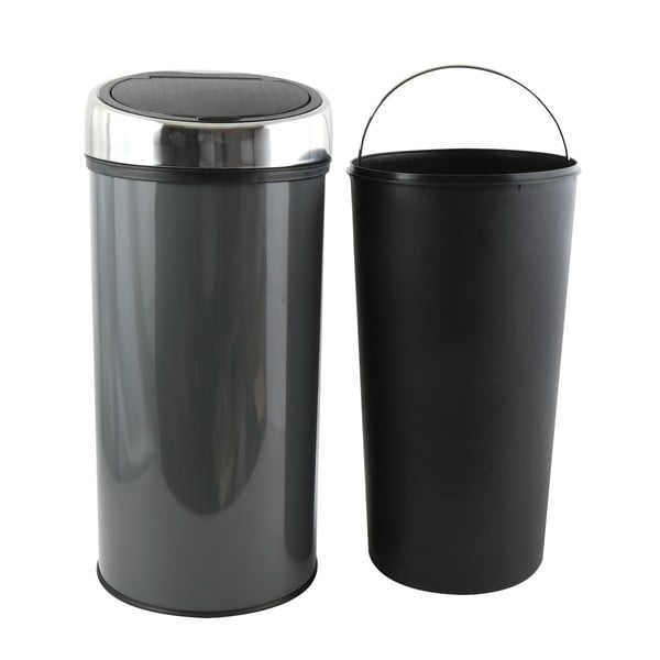 Tmavě šedý dotykový ocelový odpadkový koš 30 l – MSV-image-2