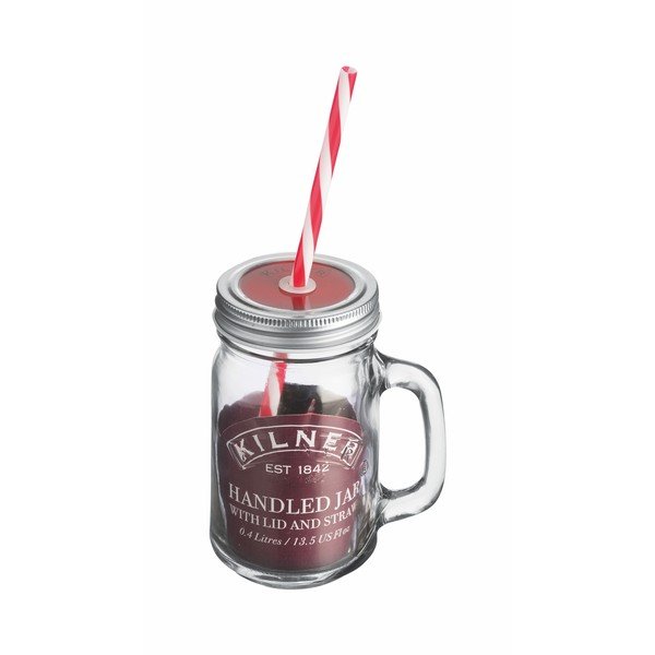 Džbánek Mason jar s víčkem a brčkem Kilner, 0,4 l