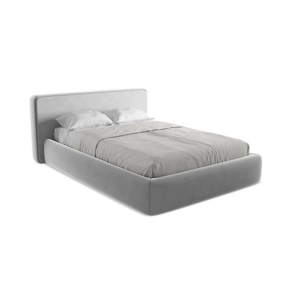 Šedá čalouněná dvoulůžková postel s úložným prostorem s roštem 140x200 cm Kiana – Makamii-image-2