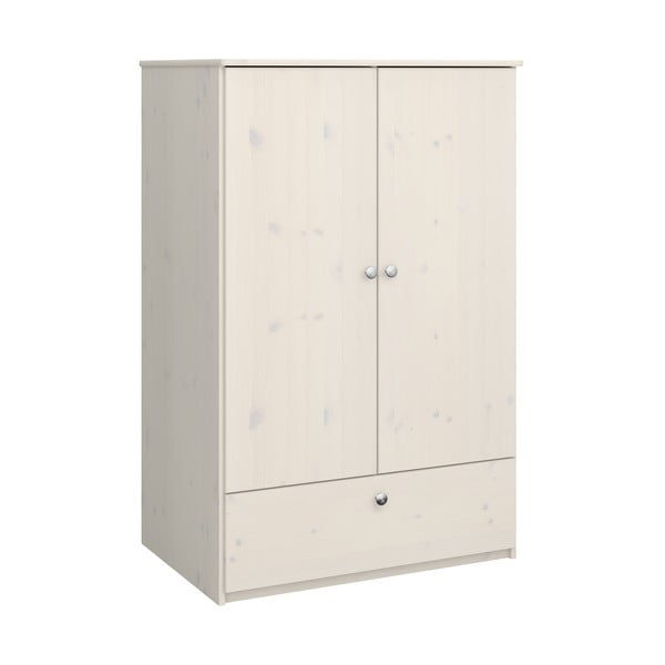 Bílá dětská šatní skříň z borovicového dřeva 80x123 cm Memphis - Tvilum-image-2