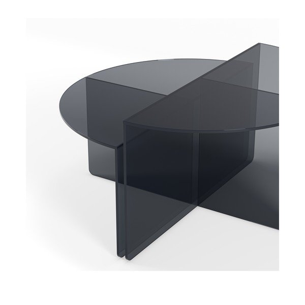 Šedé skleněné kulaté konferenční stolky v sadě 2 ks ø 80 cm Velta – MOME-image-4