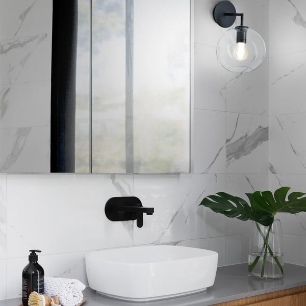 Černé nástěnné svítidlo SULION Bogard, ø 20 cm-image-2