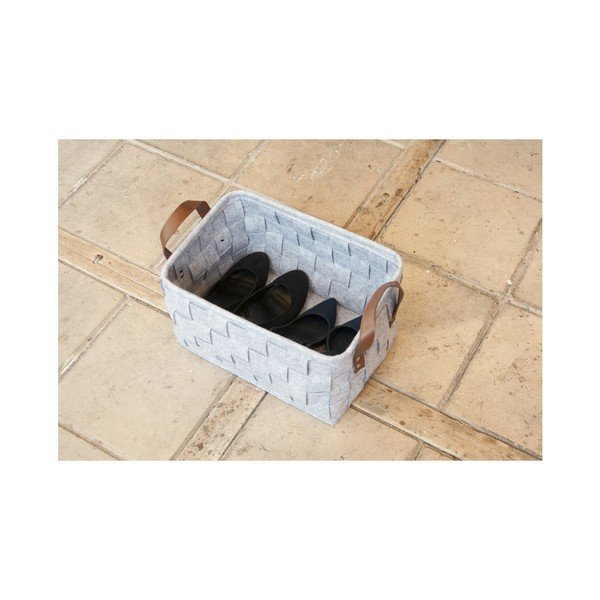 Světle šedý úložný košík s koženými úchyty PT LIVING Storage, délka 38 cm-image-4