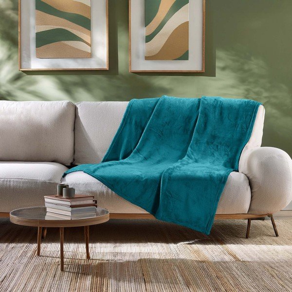 Modrá deka z mikroflanelu 125x150 cm Flanou – douceur d'intérieur-image-2