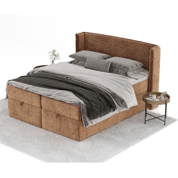 Oranžová boxspring postel s úložným prostorem 160x200 cm Passion – Maison de Rêve-image-2