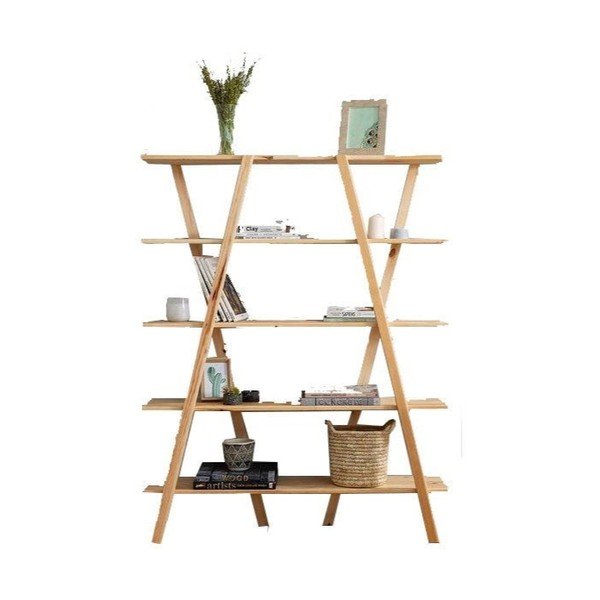 Knihovna z borovicového dřeva v přírodní barvě 120x148 cm Perla – Kalune Design-image-2