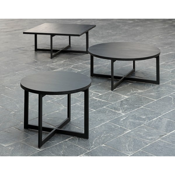 Černý konferenční stolek z dubového dřeva Canett Elliot, 100 x 100 cm-image-1