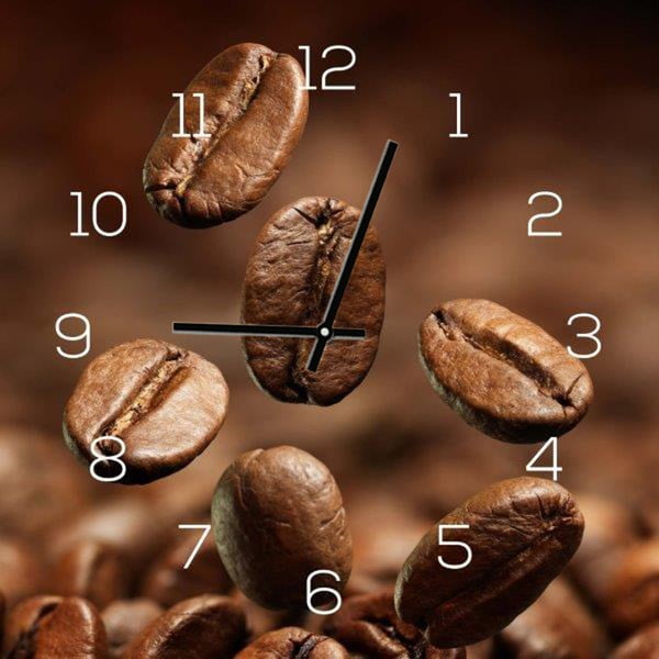 Skleněné hodiny DecoMalta Coffee, 30 x 30 cm
